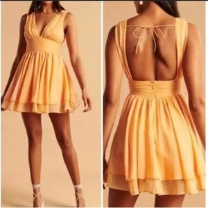 Abercrombie & Fitch Peach Backless V-Neck Mini Dress